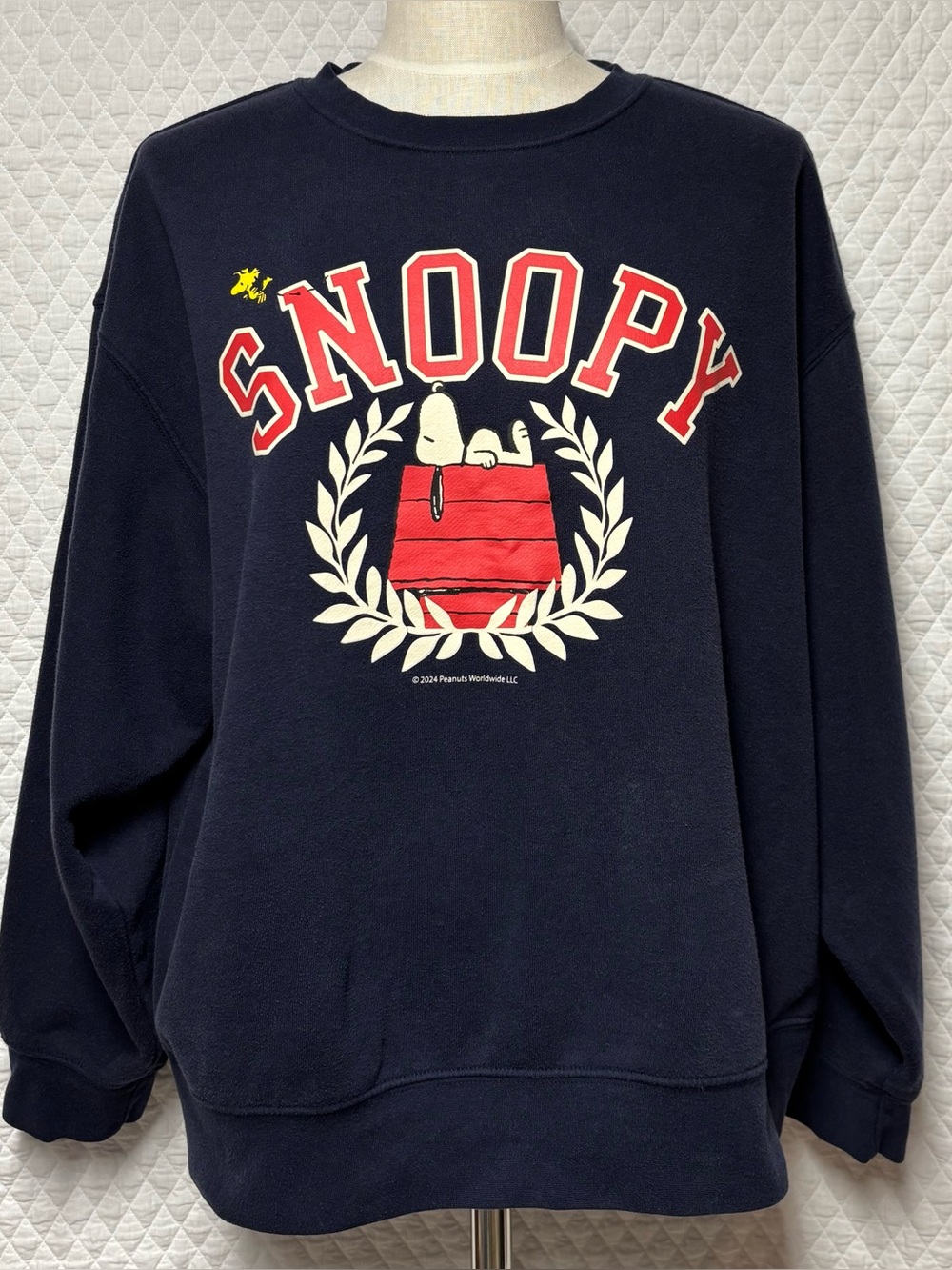 GAP Navy Snoopy Graphic Crewneck with Red Doghouse